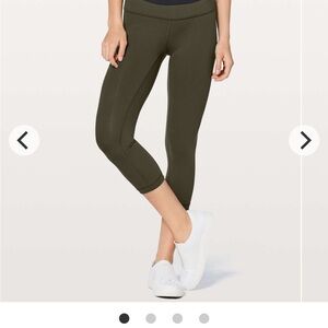 Lululemon Dark Olive Wunder Under Crops EUC